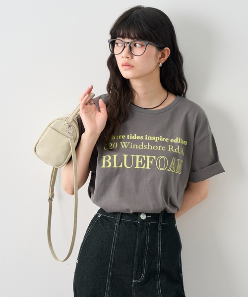 NOGLE(ノグル)の「【NOGLE/ノグル】カラーロゴプリントTシャツ(Tシャツ/カットソー・レディース・ネイビー/チャコールグレー/ブルー/ホワイト・FREE)」の2枚目の写真