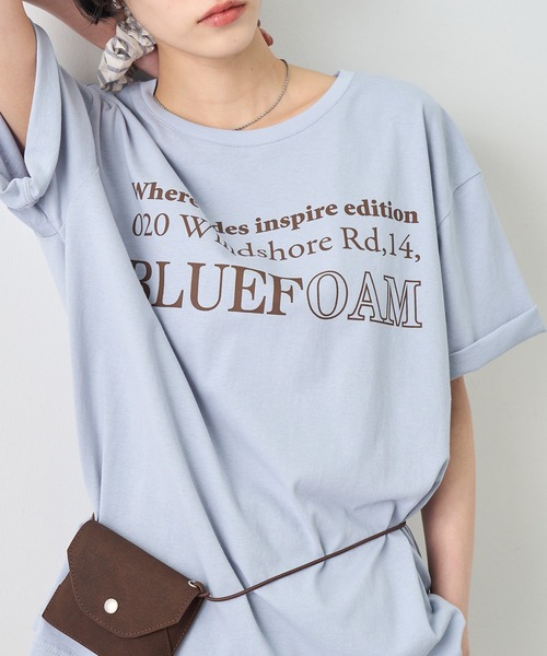 NOGLE(ノグル)の「【NOGLE/ノグル】カラーロゴプリントTシャツ(Tシャツ/カットソー・レディース・ネイビー/チャコールグレー/ブルー/ホワイト・FREE)」の4枚目の写真