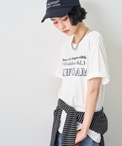 NOGLE(ノグル)の「【NOGLE/ノグル】カラーロゴプリントTシャツ(Tシャツ/カットソー・レディース・ネイビー/チャコールグレー/ブルー/ホワイト・FREE)」の11枚目の写真