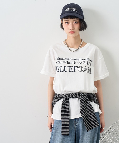 NOGLE(ノグル)の「【NOGLE/ノグル】カラーロゴプリントTシャツ(Tシャツ/カットソー・レディース・ネイビー/チャコールグレー/ブルー/ホワイト・FREE)」の12枚目の写真