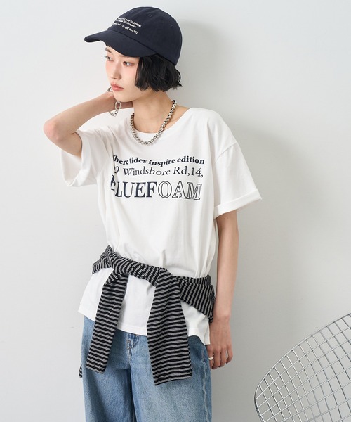NOGLE(ノグル)の「【NOGLE/ノグル】カラーロゴプリントTシャツ(Tシャツ/カットソー・レディース・ネイビー/チャコールグレー/ブルー/ホワイト・FREE)」の5枚目の写真