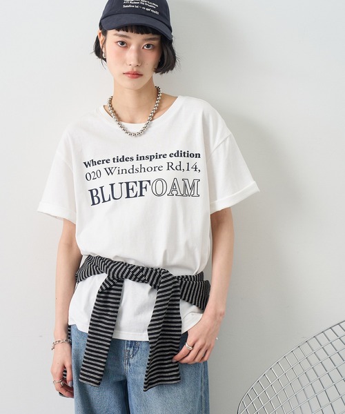NOGLE(ノグル)の「【NOGLE/ノグル】カラーロゴプリントTシャツ(Tシャツ/カットソー・レディース・ネイビー/チャコールグレー/ブルー/ホワイト・FREE)」の8枚目の写真