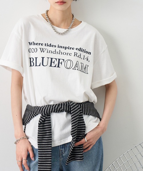 NOGLE(ノグル)の「【NOGLE/ノグル】カラーロゴプリントTシャツ(Tシャツ/カットソー・レディース・ネイビー/チャコールグレー/ブルー/ホワイト・FREE)」の7枚目の写真