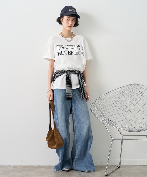 NOGLE(ノグル)の「【NOGLE/ノグル】カラーロゴプリントTシャツ(Tシャツ/カットソー・レディース・ネイビー/チャコールグレー/ブルー/ホワイト・FREE)」の9枚目の写真