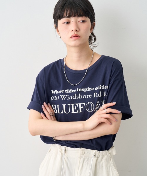 NOGLE(ノグル)の「【NOGLE/ノグル】カラーロゴプリントTシャツ(Tシャツ/カットソー・レディース・ネイビー/チャコールグレー/ブルー/ホワイト・FREE)」の15枚目の写真