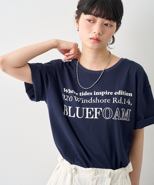 NOGLE(ノグル)の「【NOGLE/ノグル】カラーロゴプリントTシャツ(Tシャツ/カットソー・レディース・ネイビー/チャコールグレー/ブルー/ホワイト・FREE)」の19枚目の写真