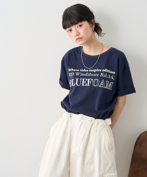 NOGLE(ノグル)の「【NOGLE/ノグル】カラーロゴプリントTシャツ(Tシャツ/カットソー・レディース・ネイビー/チャコールグレー/ブルー/ホワイト・FREE)」の17枚目の写真