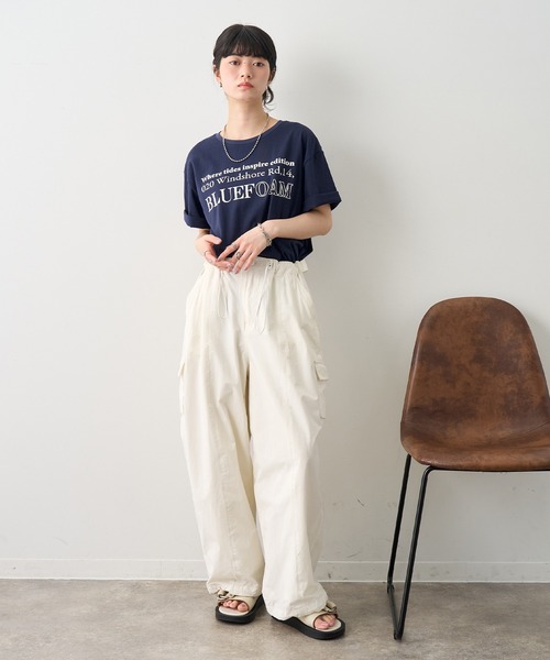 NOGLE(ノグル)の「【NOGLE/ノグル】カラーロゴプリントTシャツ(Tシャツ/カットソー・レディース・ネイビー/チャコールグレー/ブルー/ホワイト・FREE)」の16枚目の写真