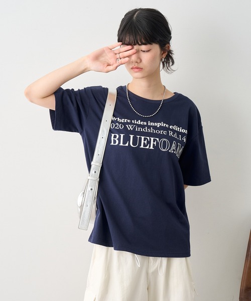 NOGLE(ノグル)の「【NOGLE/ノグル】カラーロゴプリントTシャツ(Tシャツ/カットソー・レディース・ネイビー/チャコールグレー/ブルー/ホワイト・FREE)」の20枚目の写真