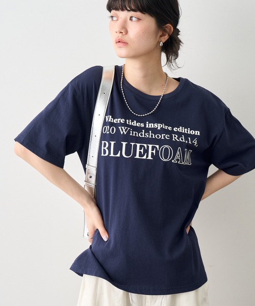 NOGLE(ノグル)の「【NOGLE/ノグル】カラーロゴプリントTシャツ(Tシャツ/カットソー・レディース・ネイビー/チャコールグレー/ブルー/ホワイト・FREE)」の13枚目の写真