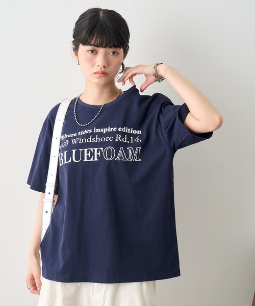 NOGLE(ノグル)の「【NOGLE/ノグル】カラーロゴプリントTシャツ(Tシャツ/カットソー・レディース・ネイビー/チャコールグレー/ブルー/ホワイト・FREE)」の14枚目の写真