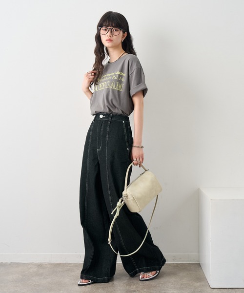 NOGLE(ノグル)の「【NOGLE/ノグル】カラーロゴプリントTシャツ(Tシャツ/カットソー・レディース・ネイビー/チャコールグレー/ブルー/ホワイト・FREE)」の21枚目の写真