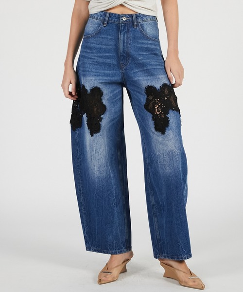 PRANK PROJECT(プランクプロジェクト)の「【Pre-Order】レースエンブロイダリーデニム / Lace Embroidery Denim(デニムパンツ・レディース・ブルー/ブラック・34/36/38)」の14枚目の写真