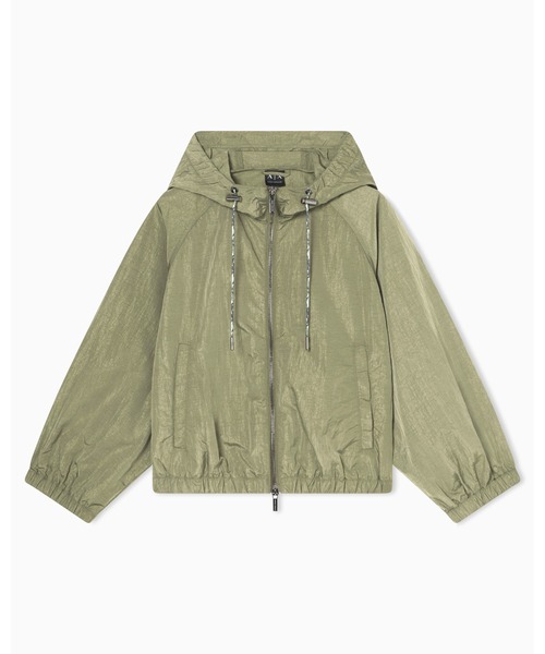 ARMANI EXCHANGE（アルマーニエクスチェンジ）の「【A|X アルマーニ エクスチェンジ】IA シャイニーナイロン フーデッドブルゾンジャケット（ナイロンジャケット・レディース・カーキ・LARGE/MEDIUM/SMALL/X-SMALL）」の5枚目の写真