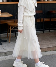 SHOUYO（ショウヨウ）の「リボンチュール フレアロングスカート（スカート）」