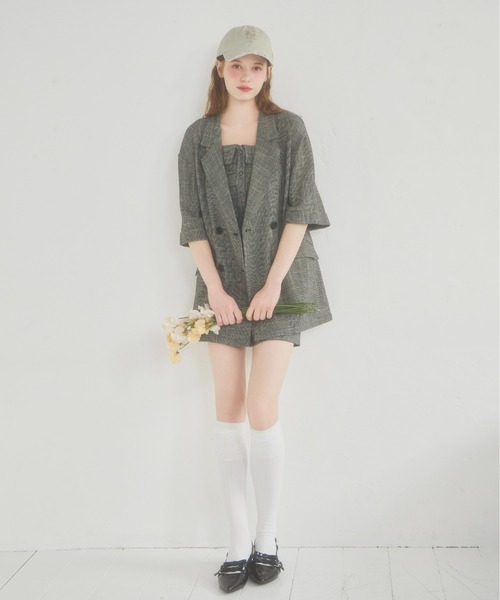 Heather(ヘザー)の「サマーツイードジャケット(半袖) 670829(テーラードジャケット・レディース・ブラック/アイボリー/ブラック系その他・FREE)」の7枚目の写真