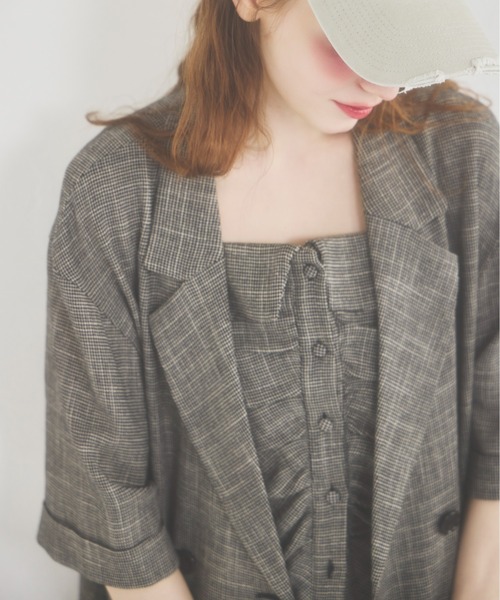 Heather(ヘザー)の「サマーツイードジャケット(半袖) 670829(テーラードジャケット・レディース・ブラック/アイボリー/ブラック系その他・FREE)」の5枚目の写真