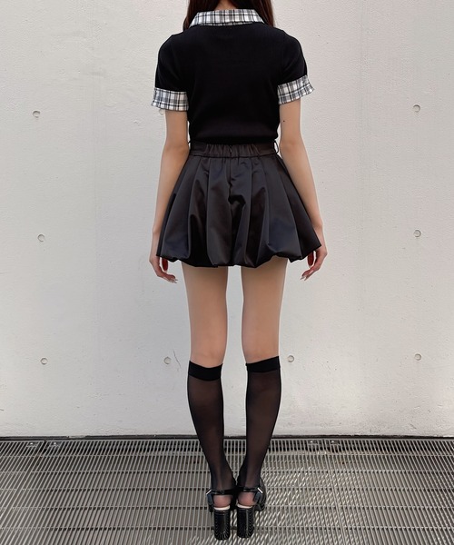 NOMAE（ノーマエ）の「チェックカラーニットトップス（Tシャツ/カットソー・レディース・ベージュ/ホワイト/グレー/ブラック・FREE）」の13枚目の写真