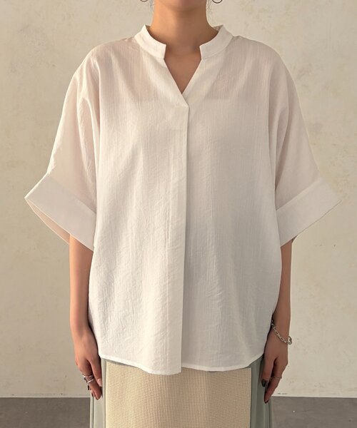 Chez toi（シェトワ）の「【体型カバー】【高コスパ高見え】袖ターンバックブラウス（シャツ/ブラウス・レディース・ブラック/ブルー系その他/ホワイト/レッド系その他/ライム・FREE）」の17枚目の写真