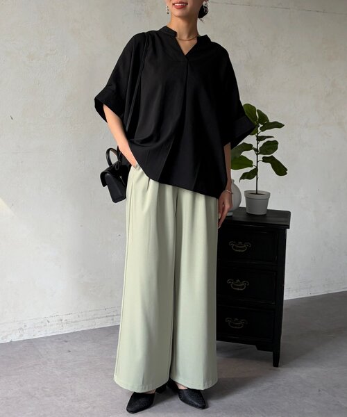 Chez toi（シェトワ）の「【体型カバー】【高コスパ高見え】袖ターンバックブラウス（シャツ/ブラウス・レディース・ブラック/ブルー系その他/ホワイト/レッド系その他/ライム・FREE）」の21枚目の写真