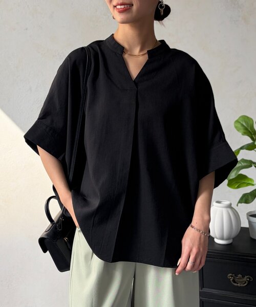 Chez toi（シェトワ）の「【体型カバー】【高コスパ高見え】袖ターンバックブラウス（シャツ/ブラウス・レディース・ブラック/ブルー系その他/ホワイト/レッド系その他/ライム・FREE）」の22枚目の写真