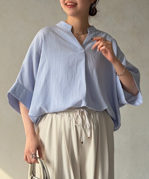 Chez toi(シェトワ)の「【体型カバー】【高コスパ高見え】袖ターンバックブラウス(シャツ/ブラウス・レディース・ブラック/ブルー系その他/ホワイト/レッド系その他/ライム・FREE)」の22枚目の写真