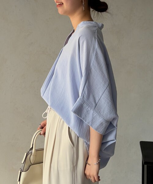 Chez toi(シェトワ)の「【体型カバー】【高コスパ高見え】袖ターンバックブラウス(シャツ/ブラウス・レディース・ブラック/ブルー系その他/ホワイト/レッド系その他/ライム・FREE)」の20枚目の写真