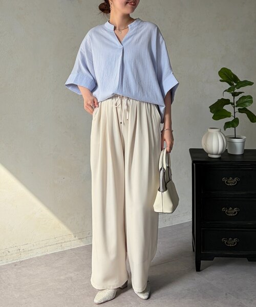 Chez toi(シェトワ)の「【体型カバー】【高コスパ高見え】袖ターンバックブラウス(シャツ/ブラウス・レディース・ブラック/ブルー系その他/ホワイト/レッド系その他/ライム・FREE)」の17枚目の写真