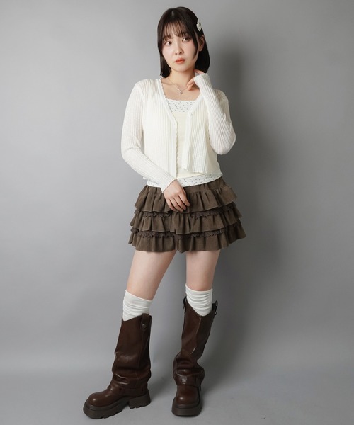 SPINNS(スピンズ)の「抜け感まで可愛く仕上がる シアーカーディガン(カーディガン/ボレロ・レディース・レッド/ホワイト/ネイビー/ブラック/グレー/ミント/イエロー・ONESIZE)」の12枚目の写真
