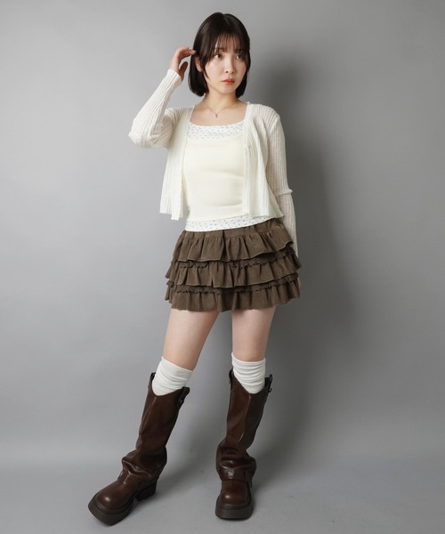 SPINNS(スピンズ)の「抜け感まで可愛く仕上がる シアーカーディガン(カーディガン/ボレロ・レディース・レッド/ホワイト/ネイビー/ブラック/グレー/ミント/イエロー・ONESIZE)」の11枚目の写真
