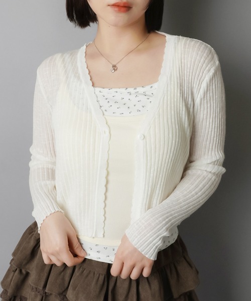 SPINNS(スピンズ)の「抜け感まで可愛く仕上がる シアーカーディガン(カーディガン/ボレロ・レディース・レッド/ホワイト/ネイビー/ブラック/グレー/ミント/イエロー・ONESIZE)」の22枚目の写真