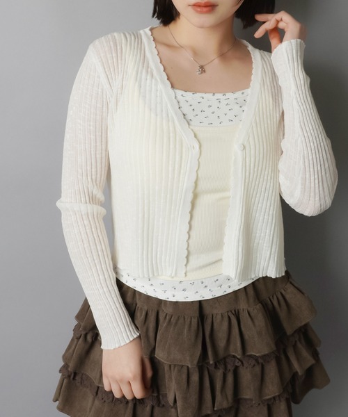 SPINNS(スピンズ)の「抜け感まで可愛く仕上がる シアーカーディガン(カーディガン/ボレロ・レディース・レッド/ホワイト/ネイビー/ブラック/グレー/ミント/イエロー・ONESIZE)」の21枚目の写真