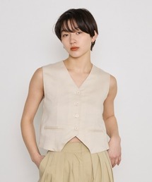 麻混クロップドベスト