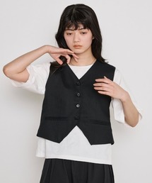 麻混クロップドベスト