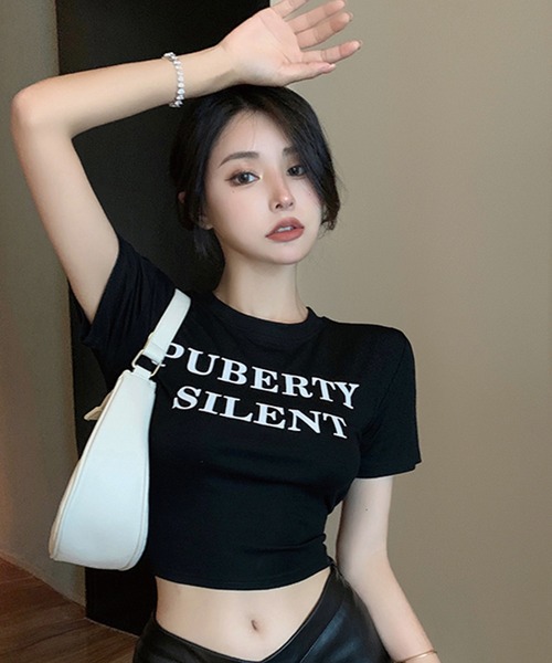 ADDITION STORE（アディションストア）の「ロゴプリント チビT（Tシャツ/カットソー・レディース・グリーン/ブラック・FREE）」の5枚目の写真