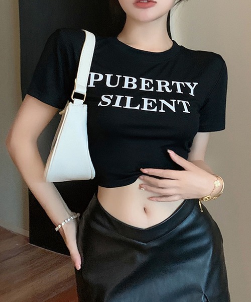 ADDITION STORE（アディションストア）の「ロゴプリント チビT（Tシャツ/カットソー・レディース・グリーン/ブラック・FREE）」の3枚目の写真