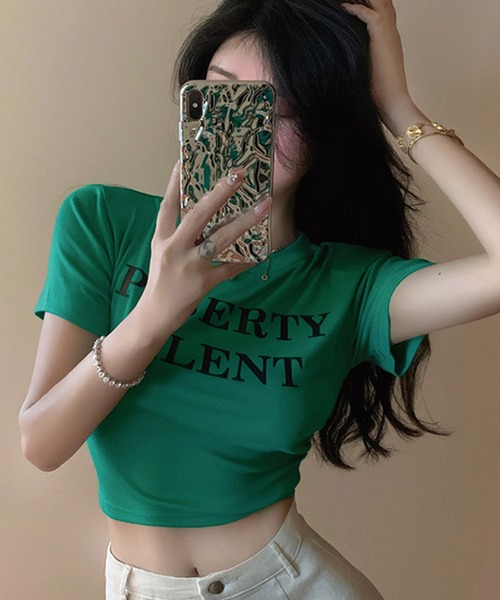 ADDITION STORE（アディションストア）の「ロゴプリント チビT（Tシャツ/カットソー・レディース・グリーン/ブラック・FREE）」の12枚目の写真