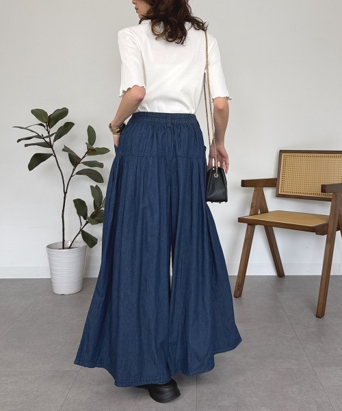 RCD（アールシーディー）の「エアリーデニムタックワイドパンツ（デニムパンツ・レディース・ネイビー/ワンウォッシュ・4L/3L/LL/L/M）」の14枚目の写真