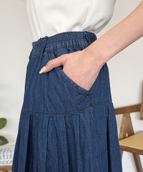 RCD（アールシーディー）の「エアリーデニムタックワイドパンツ（デニムパンツ・レディース・ネイビー/ワンウォッシュ・4L/3L/LL/L/M）」の18枚目の写真