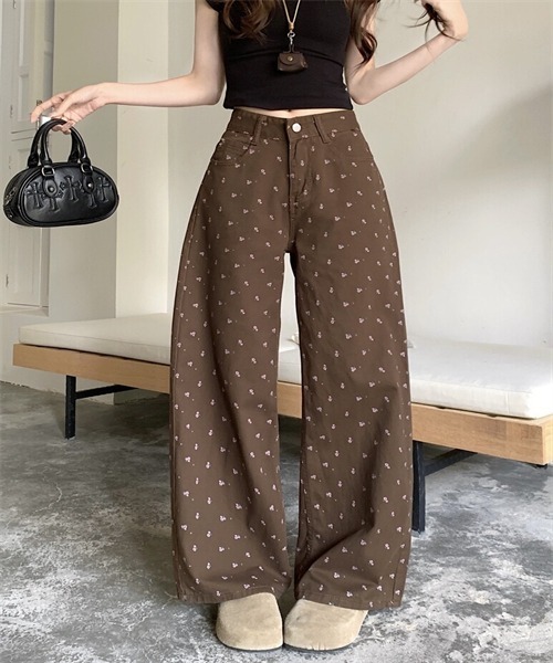 Dream garden（ドリームガーデン）の「小花柄デニムパンツ（デニムパンツ・レディース・ブラウン・S/M/L/XL）」の5枚目の写真
