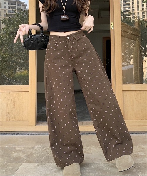 Dream garden（ドリームガーデン）の「小花柄デニムパンツ（デニムパンツ・レディース・ブラウン・S/M/L/XL）」の9枚目の写真