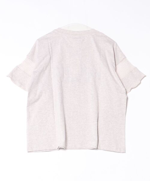 UNDERWRAPS（アンダーラップス）の「メッシュ切替 フレアスリーブ 半袖Tシャツ（Tシャツ/カットソー・レディース・ライトピンク/チャコールグレー/ホワイト・L/M）」の4枚目の写真