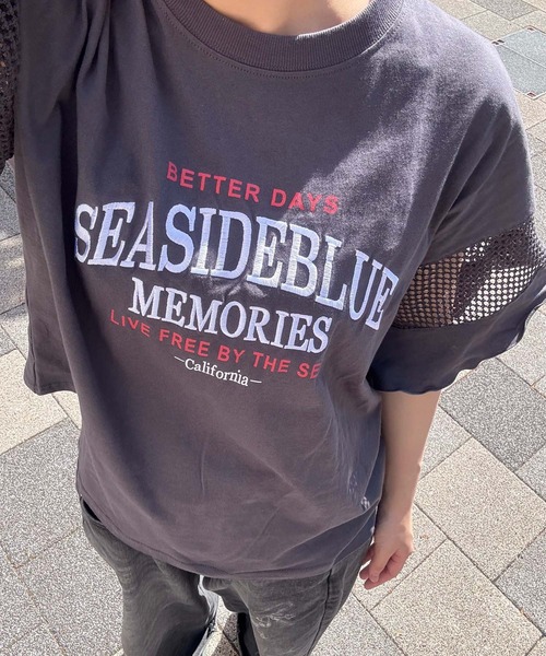 UNDERWRAPS（アンダーラップス）の「メッシュ切替 フレアスリーブ 半袖Tシャツ（Tシャツ/カットソー・レディース・ライトピンク/チャコールグレー/ホワイト・L/M）」の15枚目の写真