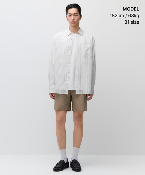 MUSINSA STANDARD（ムシンサスタンダード）の「[シティワーカーズ] コットンショーツ [ベージュ]（その他パンツ・メンズ・その他・26/27/28/29/30/31/32/34/36/38/40/42/33）」の2枚目の写真