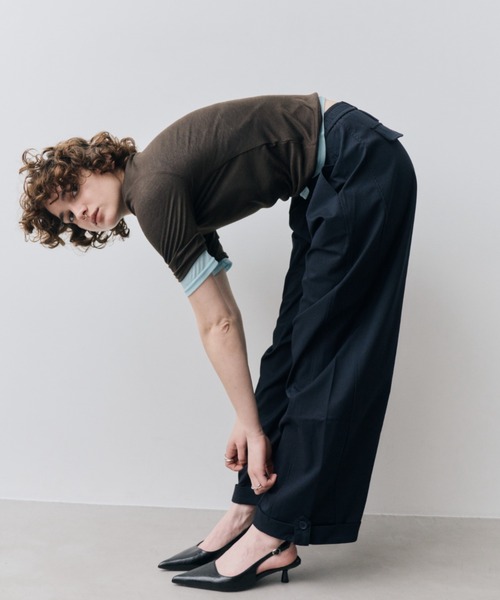 HANNE(アン)の「ロールアップタックワイドパンツ(その他パンツ・レディース・ブラック/ホワイト・S/M)」の6枚目の写真