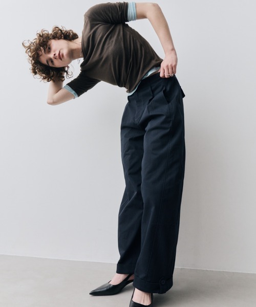 HANNE(アン)の「ロールアップタックワイドパンツ(その他パンツ・レディース・ブラック/ホワイト・S/M)」の7枚目の写真