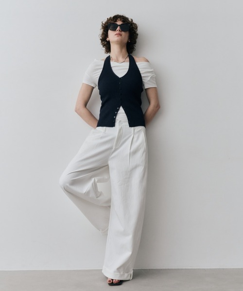 HANNE(アン)の「ロールアップタックワイドパンツ(その他パンツ・レディース・ブラック/ホワイト・S/M)」の8枚目の写真