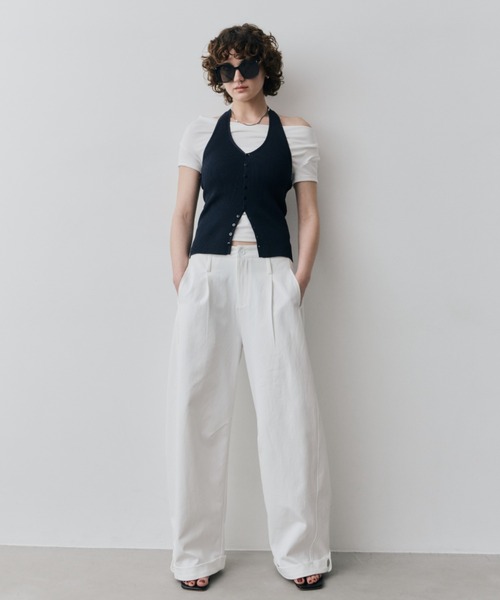 HANNE(アン)の「ロールアップタックワイドパンツ(その他パンツ・レディース・ブラック/ホワイト・S/M)」の9枚目の写真
