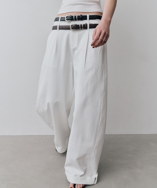 HANNE(アン)の「ロールアップタックワイドパンツ(その他パンツ・レディース・ブラック/ホワイト・S/M)」の10枚目の写真