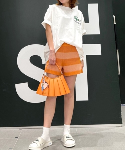 LACOSTE(ラコステ)の「ボーダーメッシュニットショーツ(その他パンツ・レディース・オレンジ・36/38)」の10枚目の写真